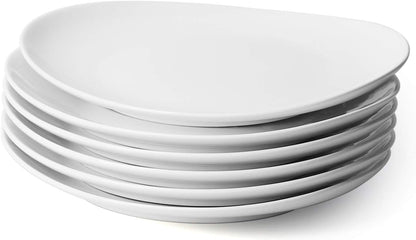 Set of 6 Porcelain Dessert Plates - 7.8 Inch Appetizer and Salad Plates in Rainbow Palette - Dishwasher, Microwave, and Oven Safe