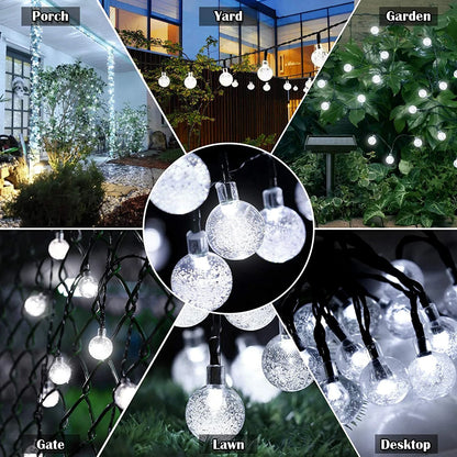 Solar-Powered 50 LED Outdoor String Lights - Waterproof Garden Pathway Decoration in White