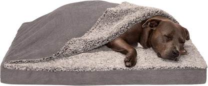 Premium Large Cooling Gel Dog Bed with Removable and Washable Cover for Medium to Large Dogs (Up to 55 lbs) - Espresso Berber and Suede Top Mattress