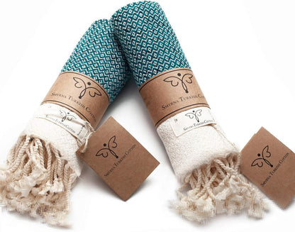 Smyrna Vintage Turkish Cotton Hand Towels - Set of 2, 16x40 Inches, Elegant Beige Towels for Bath, Kitchen, Yoga, and More
