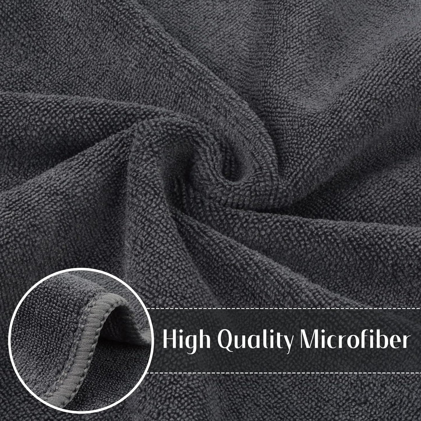 Ultra Absorbent Microfiber Cleaning Cloths - Lint-Free, Streak-Free, Reusable Towels for Home, Kitchen, Car, and Window Use - 12x12 Inch Slate Grey, Pack of 6