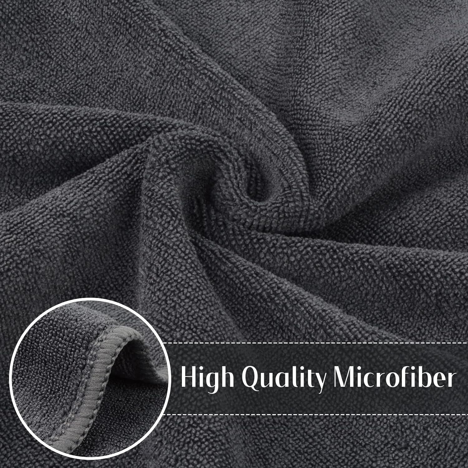 Ultra Absorbent Microfiber Cleaning Cloths - Lint-Free, Streak-Free, Reusable Towels for Home, Kitchen, Car, and Window Use - 12x12 Inch Slate Grey, Pack of 6