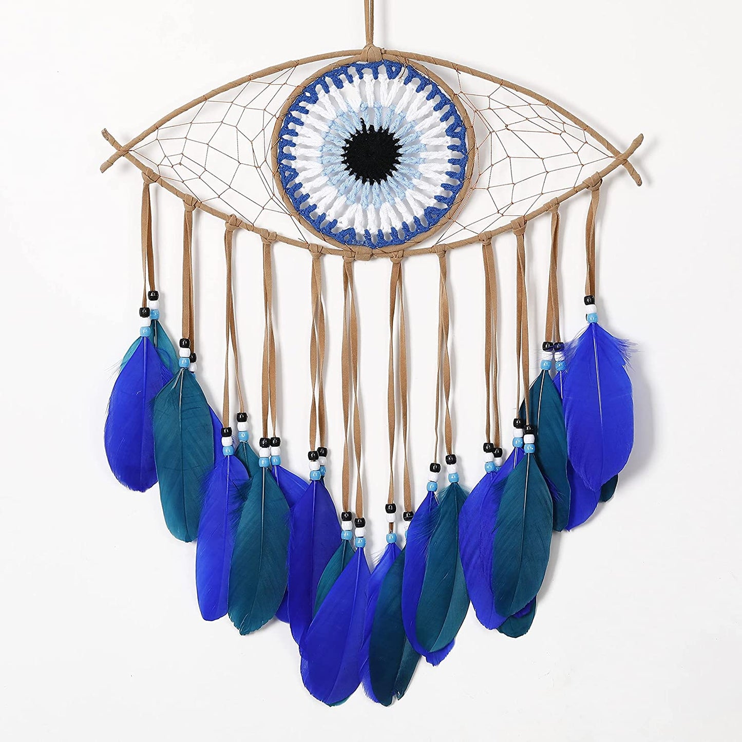 Black Dream Catcher - Evil Eye Wall Hanging for Gothic Decor, Bedroom Ornament and Craft Gift