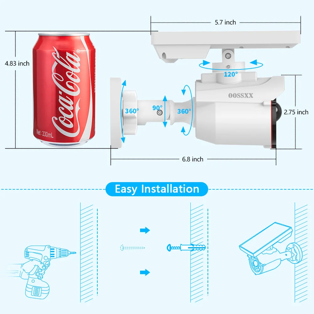 Solar-Powered Outdoor Surveillance Camera with Motion Sensor and LED Floodlight