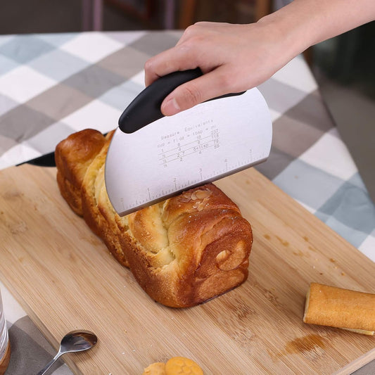 Stainless Steel Dough Pastry Scraper Cutter with Ergonomic Non-Slip Grip - Professional Pizza Chopper (Black)