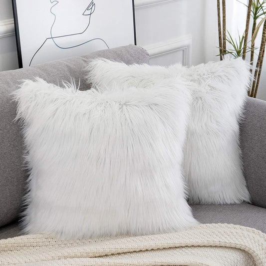 Snuggle Up with Our Luxe Pink Faux Fur Pillow Covers - Perfect for Valentine's Day! 💖✨ Set of 2, 18x18 Inches! #HomeDecor #ValentinesDay