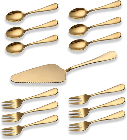 20-Piece Elegant Titanium Gold-Plated Stainless Steel Flatware Set for Four with Polished Finish