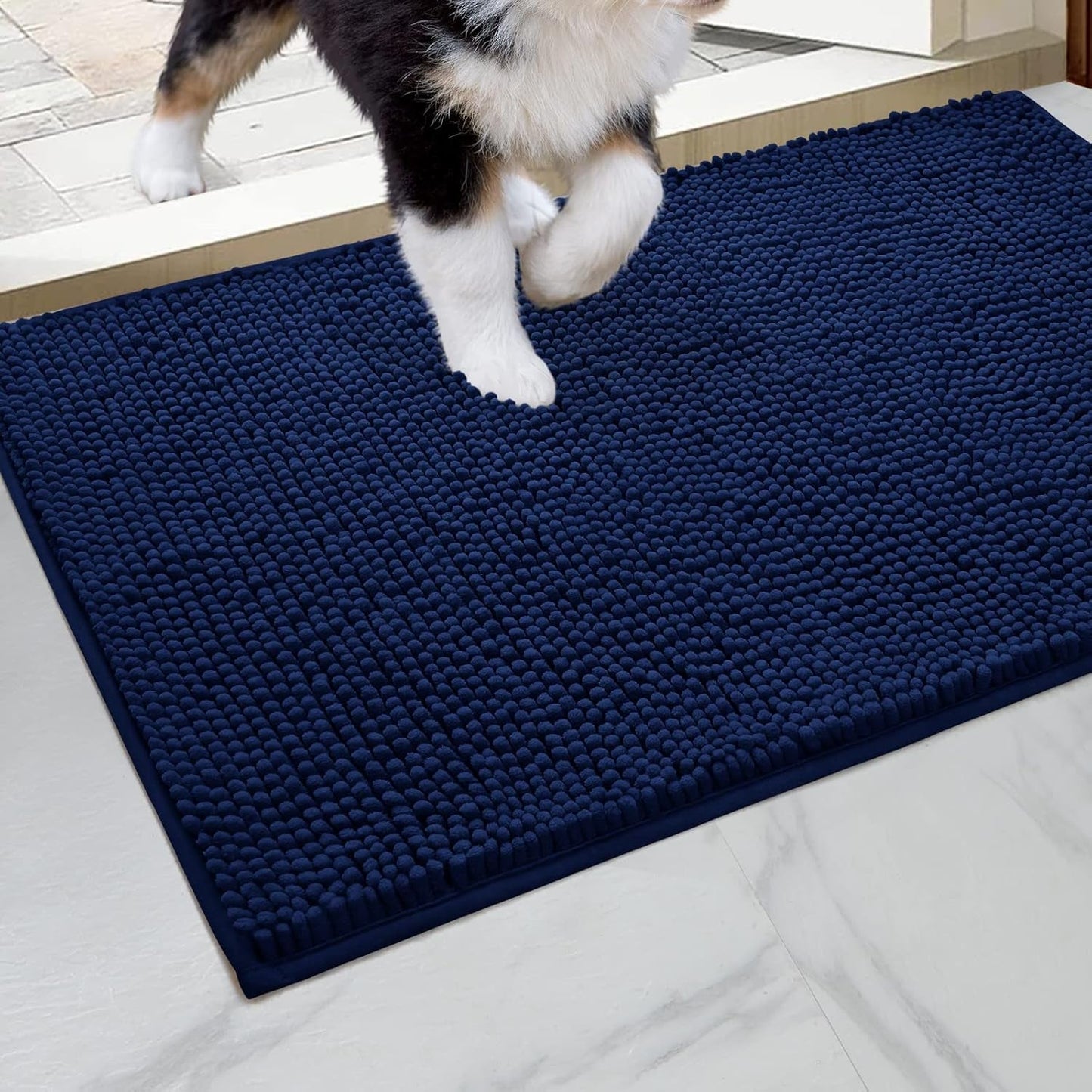 Indoor Chenille Entrance Mat, 60" x 36", Highly Absorbent and Washable Non-Slip Welcome Mat in Dark Grey