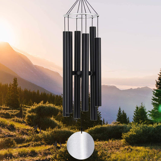 36-Inch Outdoor Wind Chimes - Elegantly Tuned for Relaxation and Soothing Melodies, Black Memorial Chimes for Sympathy and Remembrance