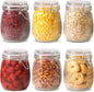 Set of 6 Airtight 17oz Glass Storage Canisters with Lids - Round Food Storage Jars with Clear Preserving Seal and Wire Clip Fastening for Kitchen Storage of Cereal, Pasta, Sugar, Beans, and Spices