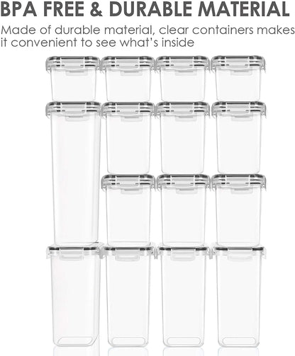 15-Pack BPA-Free Airtight Food Storage Container Set with Lids & 24 Labels for Kitchen Organization