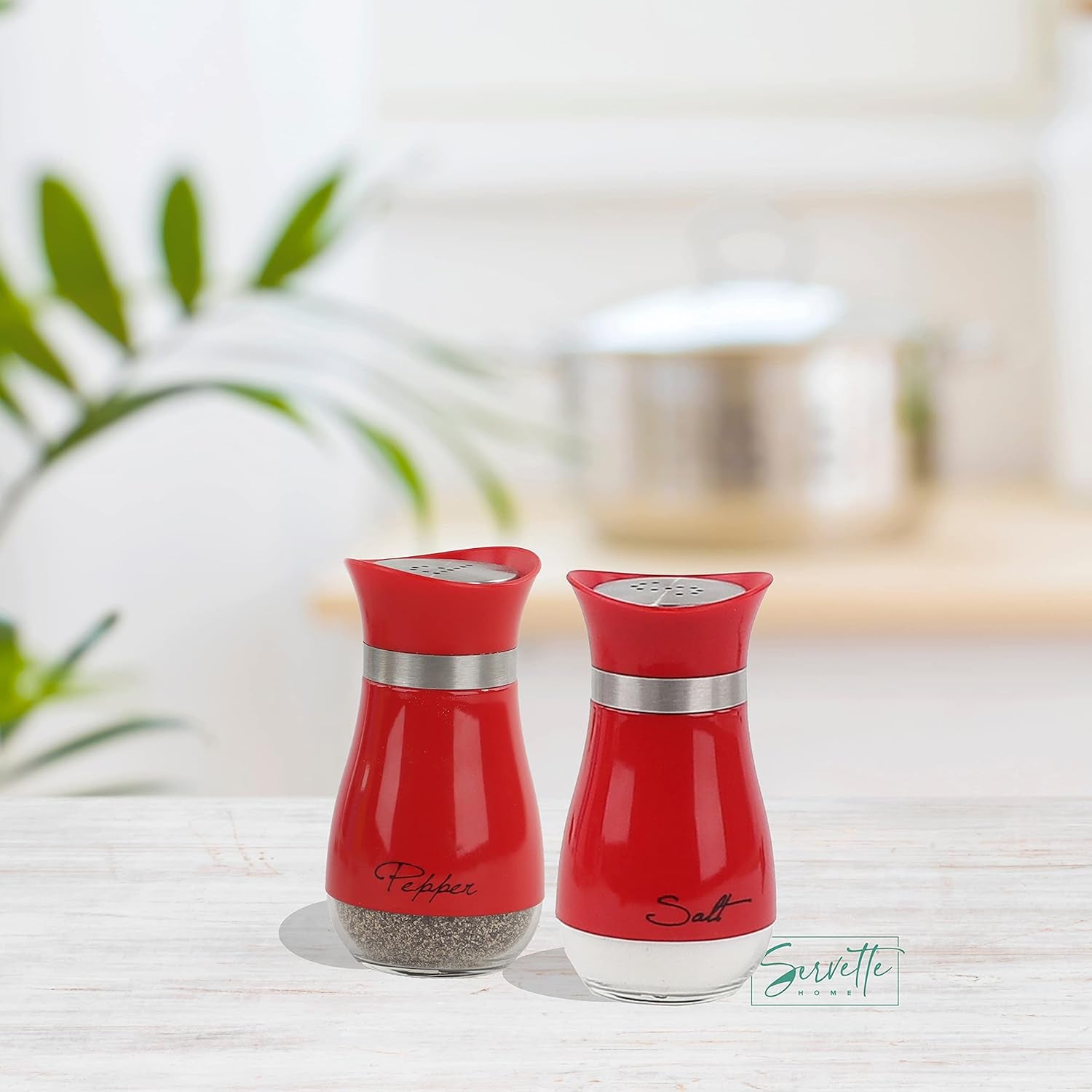 Elegant Red Salt and Pepper Shakers Set