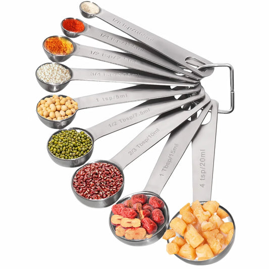 9-Piece Stainless Steel Measuring Spoons Set for Precision in Cooking and Baking