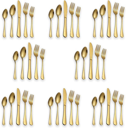 20-Piece Elegant Titanium Gold-Plated Stainless Steel Flatware Set for Four with Polished Finish