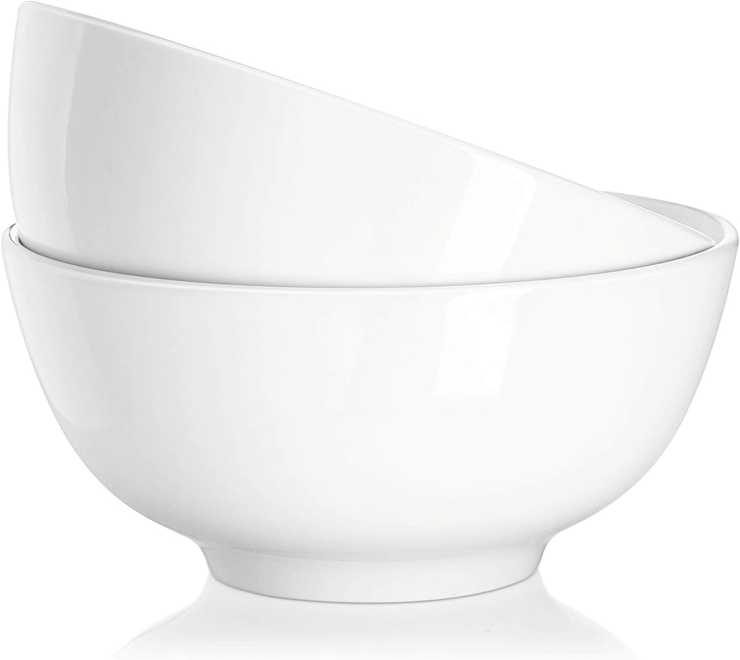 Large White Ceramic Serving Bowls, 9.5 Inches - Ideal for Salads, Fruits, and Side Dishes, Microwave and Dishwasher Safe, Perfect for Entertaining and Kitchen Aesthetics