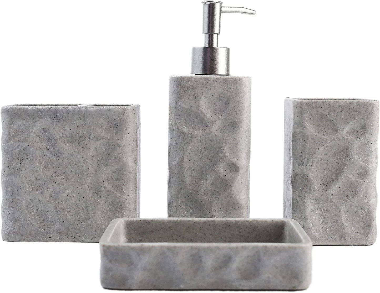 Elegant 4-Piece Farmhouse Bathroom Accessories Set - Includes Toothbrush Holder, Soap Dispenser, Soap Dish, and Tumbler - Perfect for Apartment Decor and Thoughtful Gifting