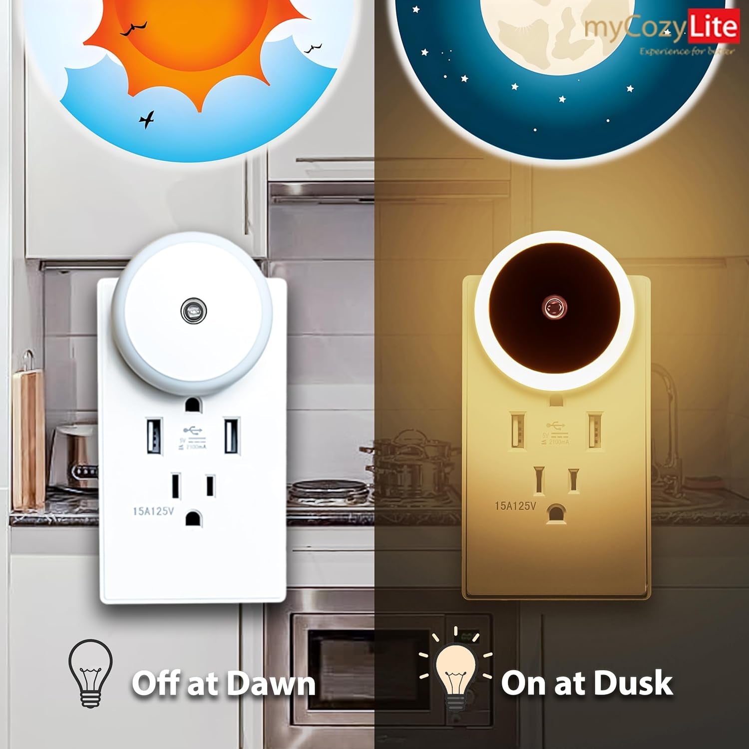 LED Night Light Set, 2 Pack, Warm Glow, Wall Plug-in with Dusk to Dawn Sensor and Auto Dimming, Ideal for Kids and Adults, Perfect for Kitchen, Bathroom, Bedroom, and Hallways