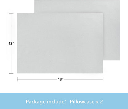 Toddler Pillowcase Set of 2 - Silky Soft Microfiber with Zipper, Ideal for Travel, 13" x 18" in Stylish Gray