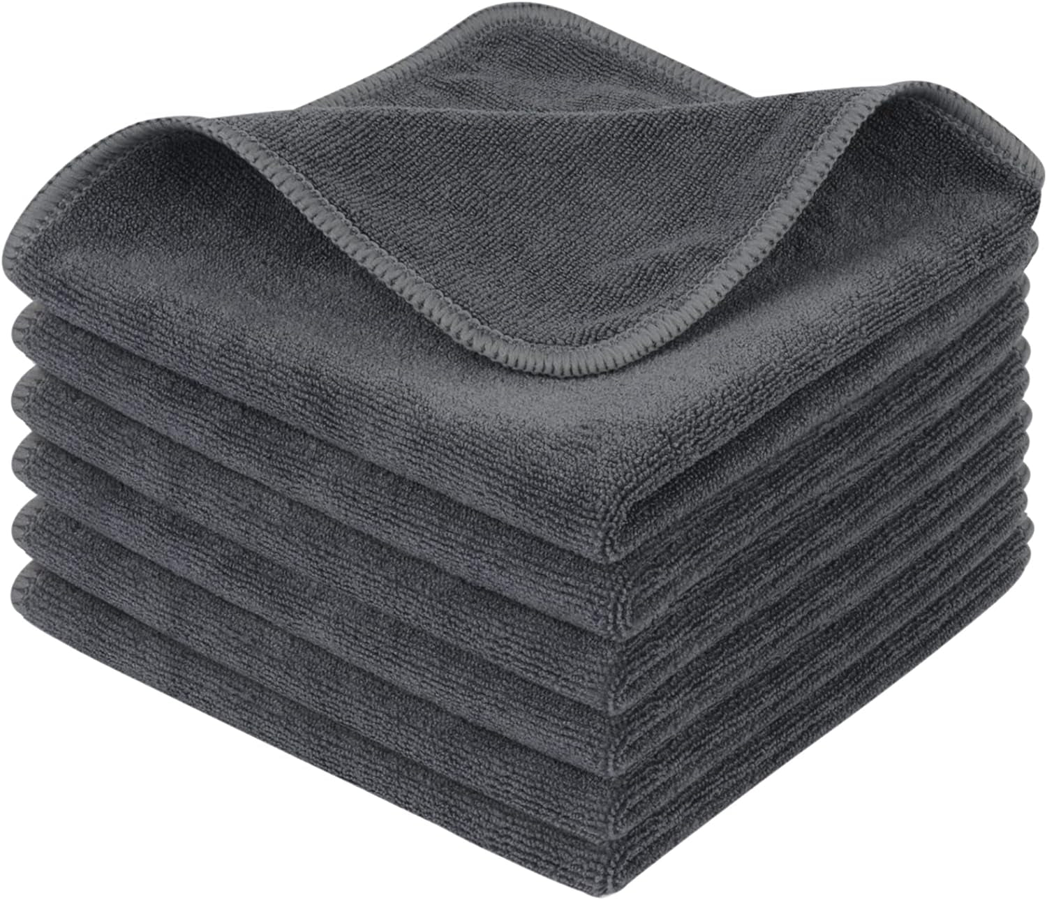 Ultra Absorbent Microfiber Cleaning Cloths - Lint-Free, Streak-Free, Reusable Towels for Home, Kitchen, Car, and Window Use - 12x12 Inch Slate Grey, Pack of 6