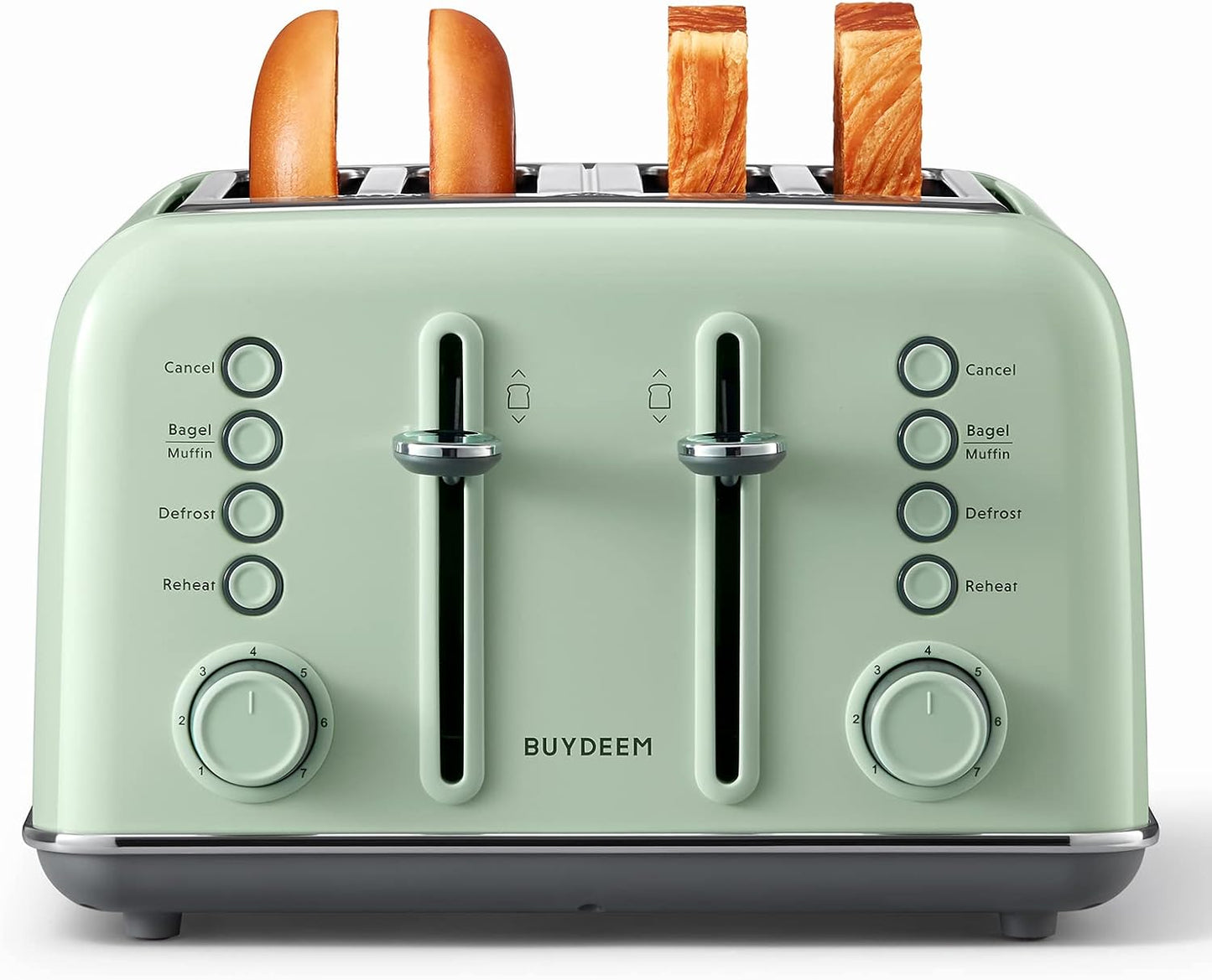 DT640 Retro Stainless Steel 4-Slice Toaster with Extra Wide Slots, High Lift Lever, Bagel and Muffin Functions, Removable Crumb Tray, and 7 Shade Settings