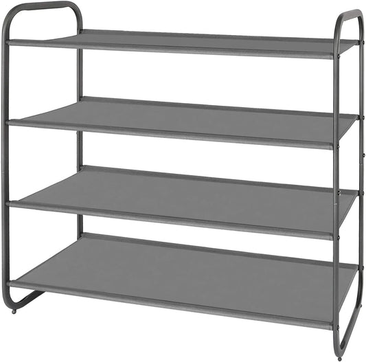 4-Tier Dark Grey Fabric Shoe Rack Organizer for Entryway, Hallway, and Bedroom Storage Solutions