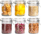 Set of 6 Airtight 17oz Glass Storage Canisters with Lids - Round Food Storage Jars with Clear Preserving Seal and Wire Clip Fastening for Kitchen Storage of Cereal, Pasta, Sugar, Beans, and Spices