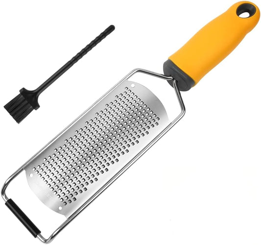 Citrus, Parmesan, and Chocolate Zester Grater Set with Stainless Steel Blade, Protective Cover, Cleaning Brush, and Dishwasher Safe Design