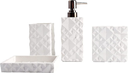 Elegant 4-Piece Farmhouse Bathroom Accessories Set - Includes Toothbrush Holder, Soap Dispenser, Soap Dish, and Tumbler - Perfect for Apartment Decor and Thoughtful Gifting