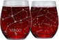 Libra Zodiac Hand-Etched Stemless Wine Glasses - Set of 2, 15 Oz