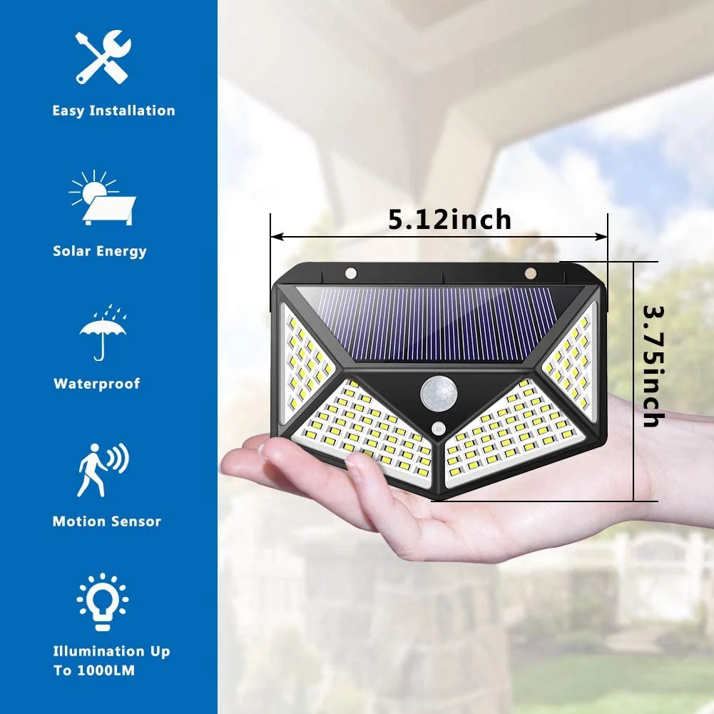 Professional Outdoor Solar Motion Sensor Lights - 3 Modes, Wireless, IP65 Waterproof and Heatproof Security Lighting for Porch, Garden, Patio, and Fence - Set of 2