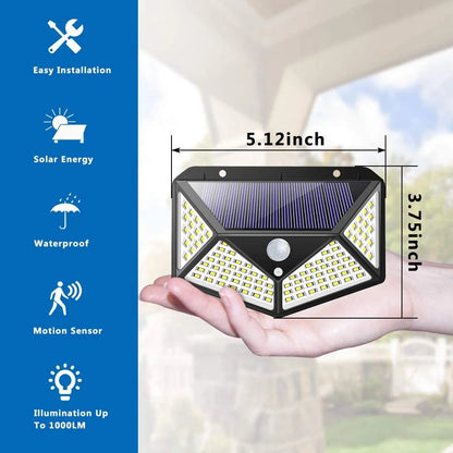 Professional Outdoor Solar Motion Sensor Lights - 3 Modes, Wireless, IP65 Waterproof and Heatproof Security Lighting for Porch, Garden, Patio, and Fence - Set of 2