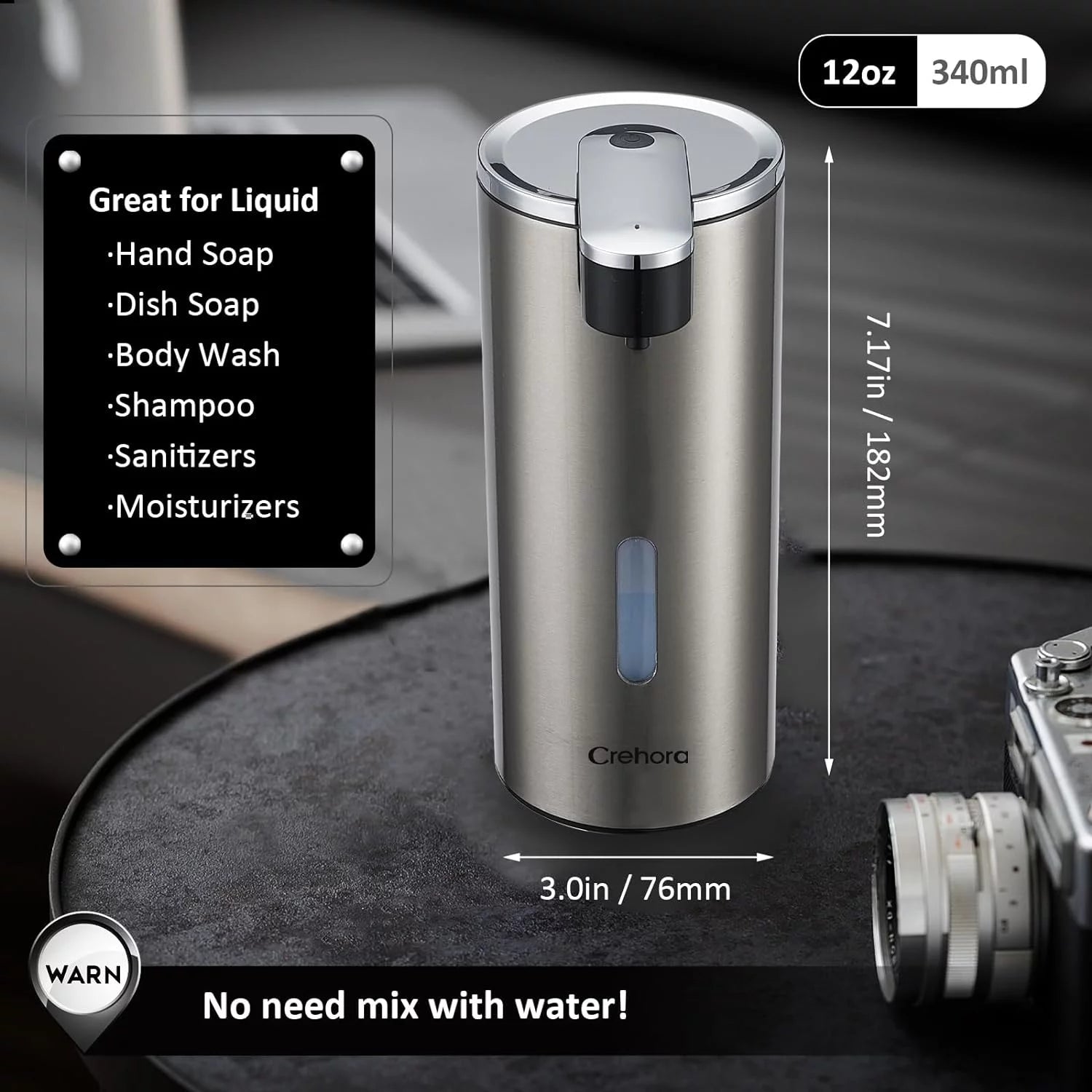 Automatic Touchless Soap Dispenser with Adjustable Volume Control and Infrared Motion Detection for Bathroom and Kitchen Applications