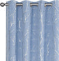 Elegant Light Grey Blackout Curtains with Silver Tree Branch Design, 63-Inch Length, Set of 2 Panels, Windproof, 38W x 63L