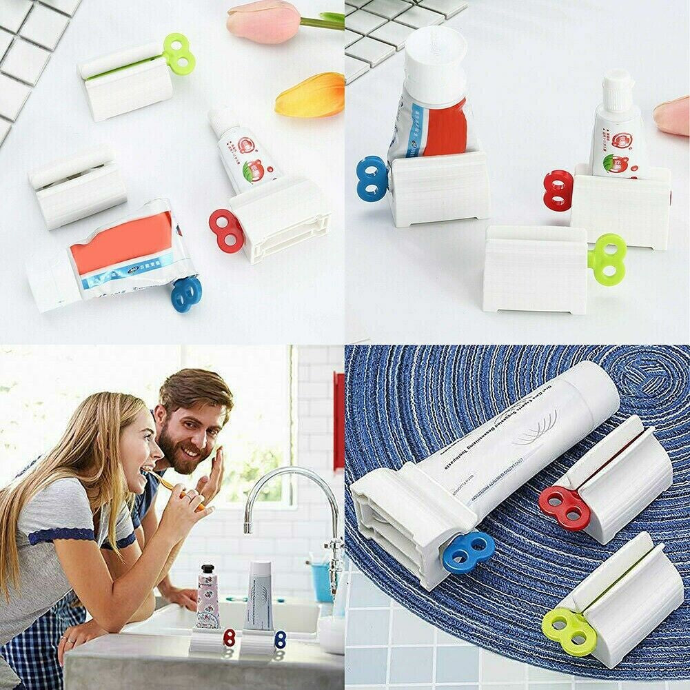 6X Toothpaste Squeezer Bathroom Tube Easy Stand Dispenser Rolling Holder Seat