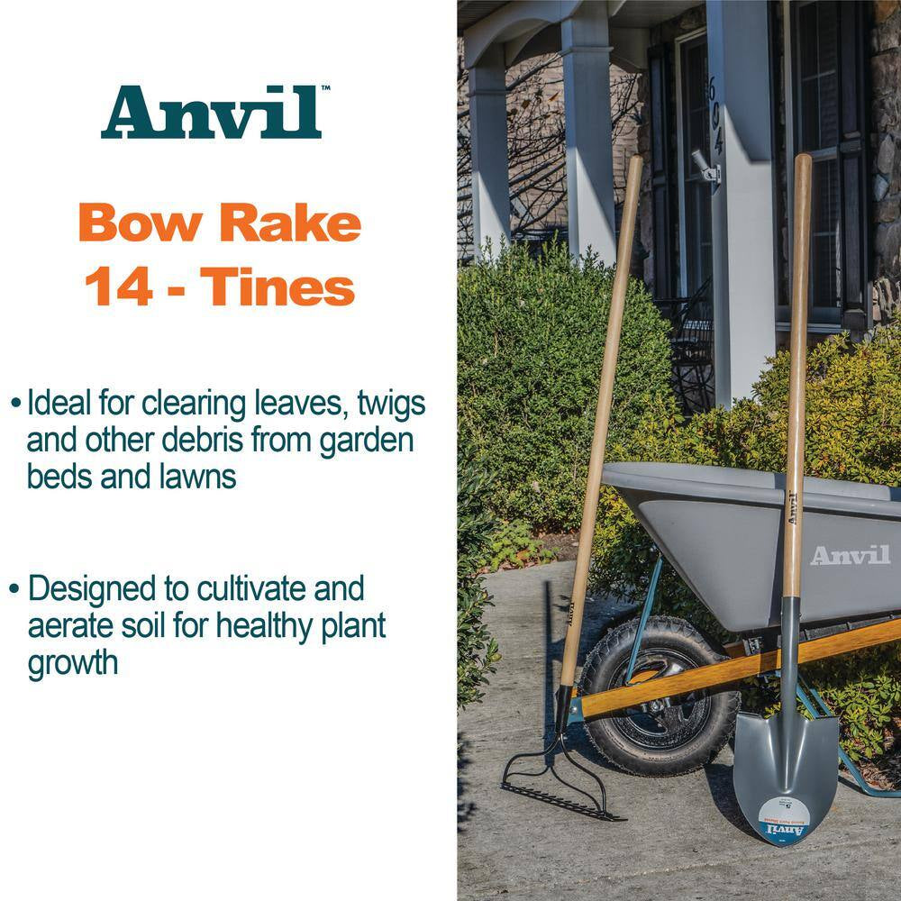 48-Inch Handle, 14-Tine Bow Rake