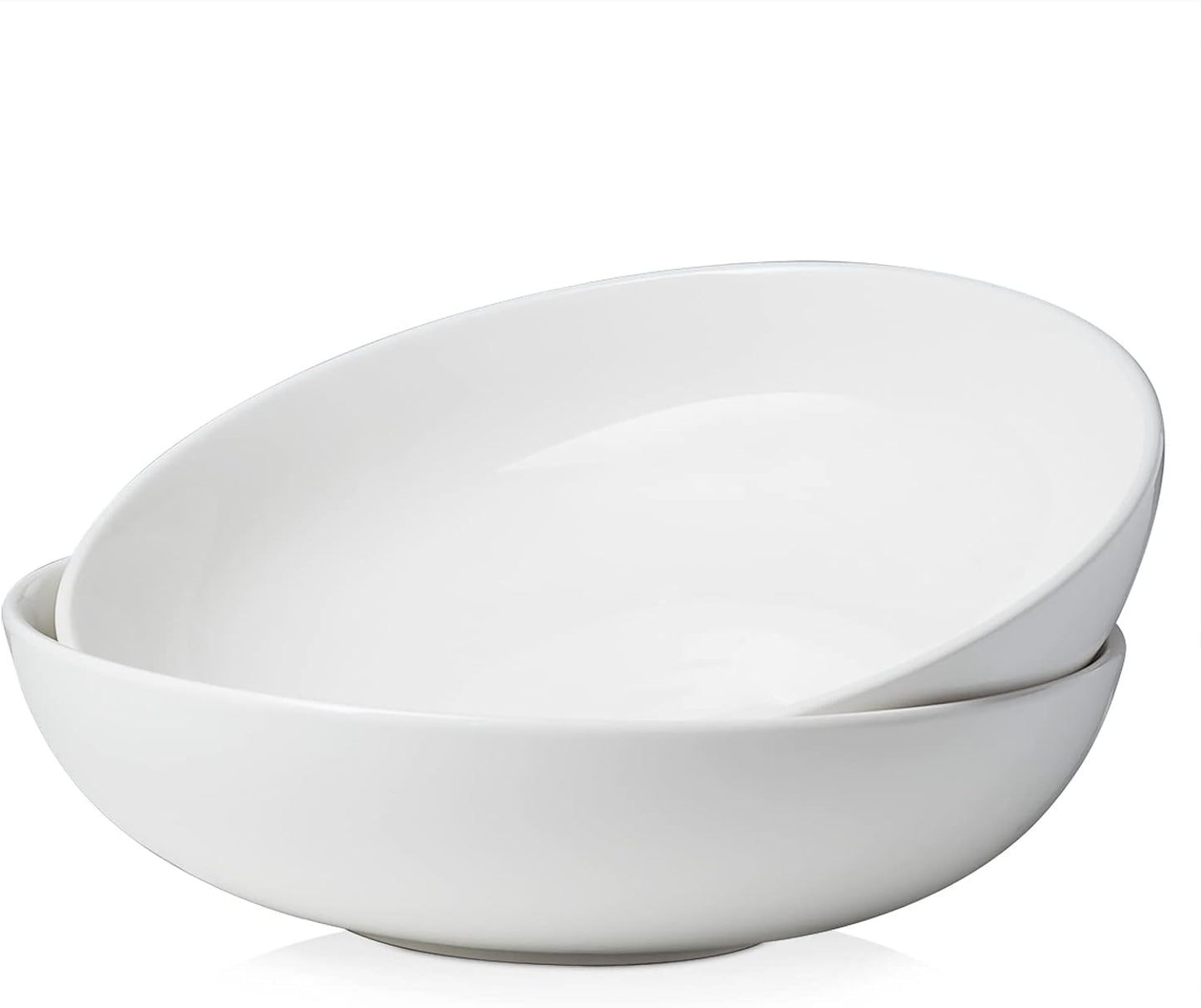 Large White Ceramic Serving Bowls, 9.5 Inches - Ideal for Salads, Fruits, and Side Dishes, Microwave and Dishwasher Safe, Perfect for Entertaining and Kitchen Aesthetics