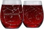 Libra Zodiac Hand-Etched Stemless Wine Glasses - Set of 2, 15 Oz