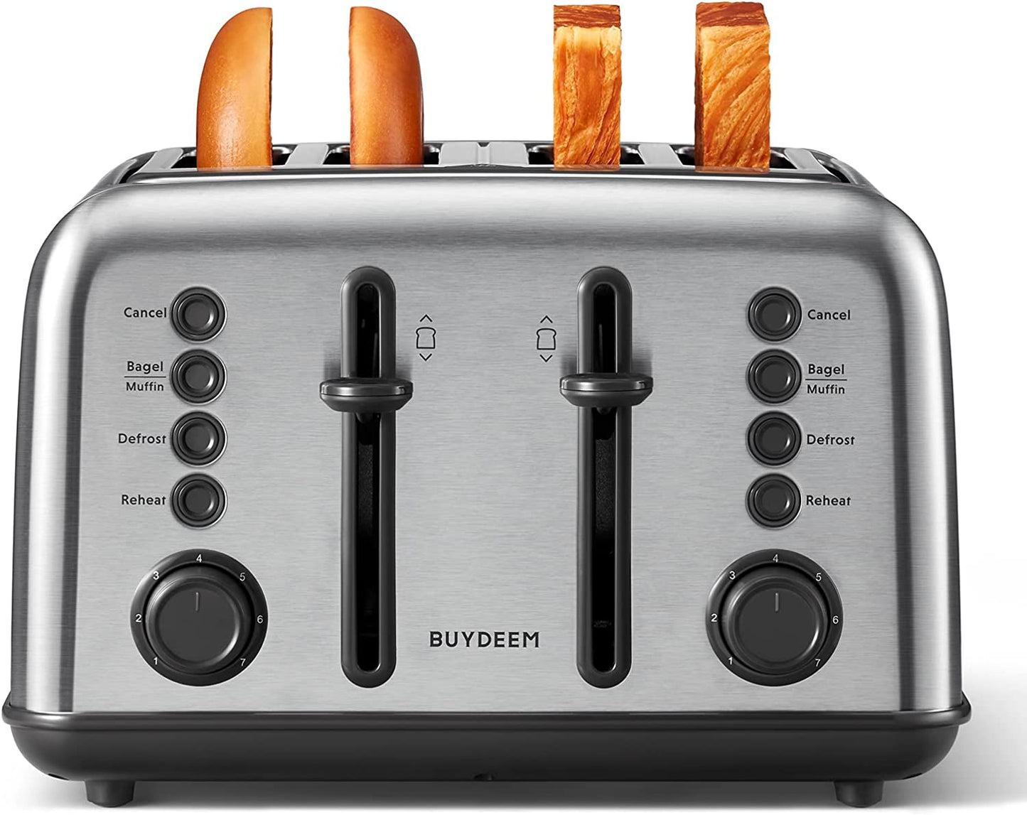 DT640 Retro Stainless Steel 4-Slice Toaster with Extra Wide Slots, High Lift Lever, Bagel and Muffin Functions, Removable Crumb Tray, and 7 Shade Settings