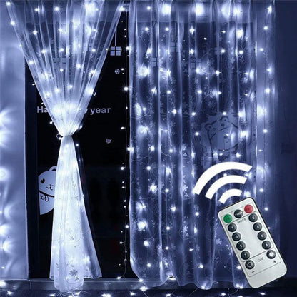 7.9Ft x 5.9Ft Fairy Lights Curtain with 144 LED - USB Powered Waterproof String Lights with Remote Control, 8 Modes for Indoor/Outdoor Window and Wall Decor (White)