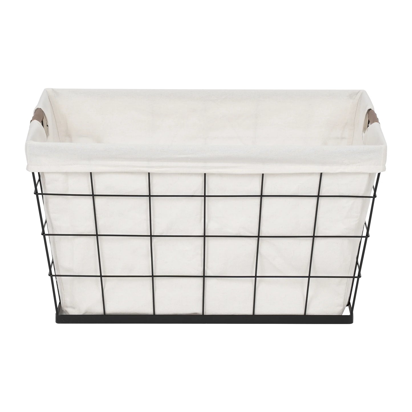 60L Rectangular Steel Laundry Basket for Adults in Black and Natural