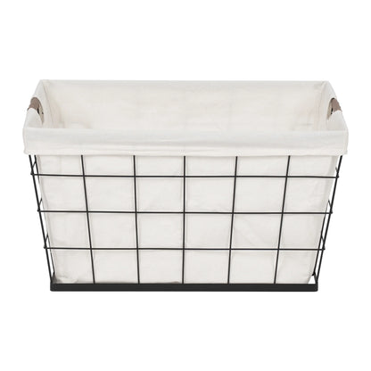 60L Rectangular Steel Laundry Basket for Adults in Black and Natural