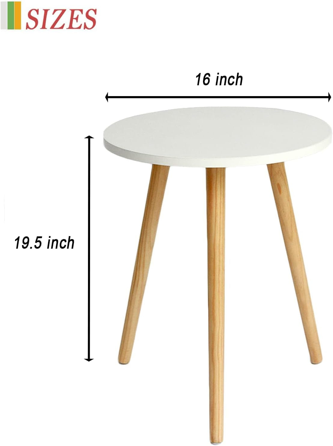 Contemporary Round Accent Table, Versatile Nightstand for Living Room, Bedroom, and Office, Perfect for Compact Spaces, 16''D x 19.5''H (White)