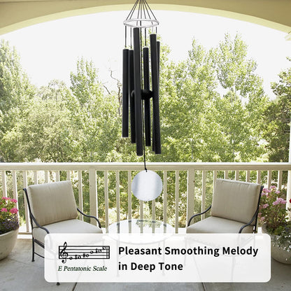 36-Inch Outdoor Wind Chimes - Elegantly Tuned for Relaxation and Soothing Melodies, Black Memorial Chimes for Sympathy and Remembrance