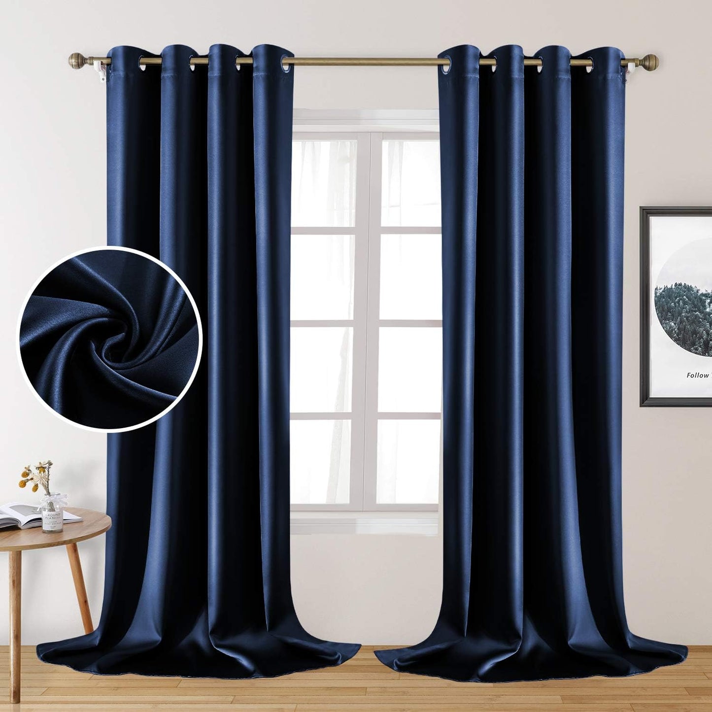 Luxurious Silver Grey Faux Silk Blackout Curtains - 52 x 96 Inches - Thermal Insulated Room Darkening Drapes for Optimal Bedroom Comfort