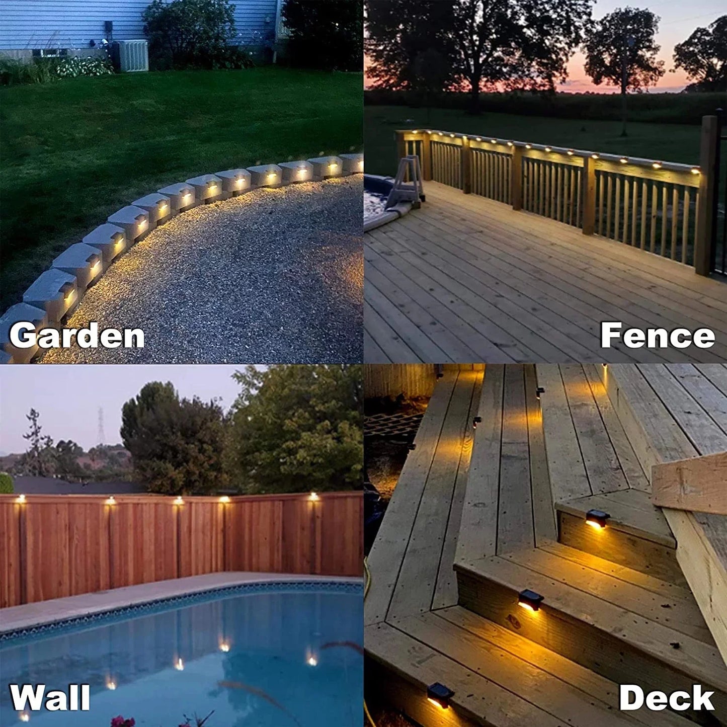 12-Pack Solar-Powered Deck and Fence Post Lights for Outdoor Use - Weatherproof LED Lighting in Brown with Warm White Illumination for Patios, Pools, Steps, and Pathways