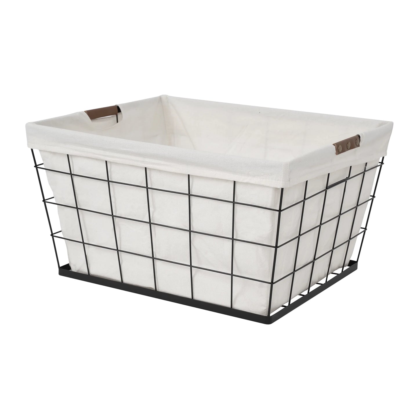 60L Rectangular Steel Laundry Basket for Adults in Black and Natural