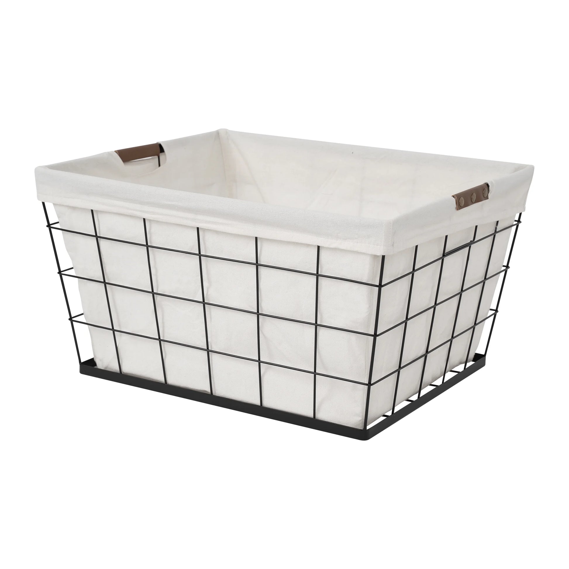 60L Rectangular Steel Laundry Basket for Adults in Black and Natural