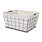 60L Rectangular Steel Laundry Basket for Adults in Black and Natural