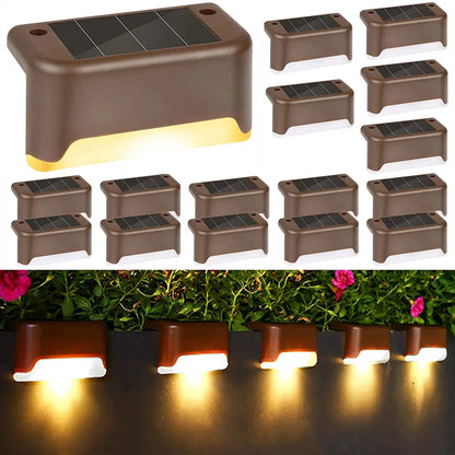 12-Pack Solar-Powered Deck and Fence Post Lights for Outdoor Use - Weatherproof LED Lighting in Brown with Warm White Illumination for Patios, Pools, Steps, and Pathways