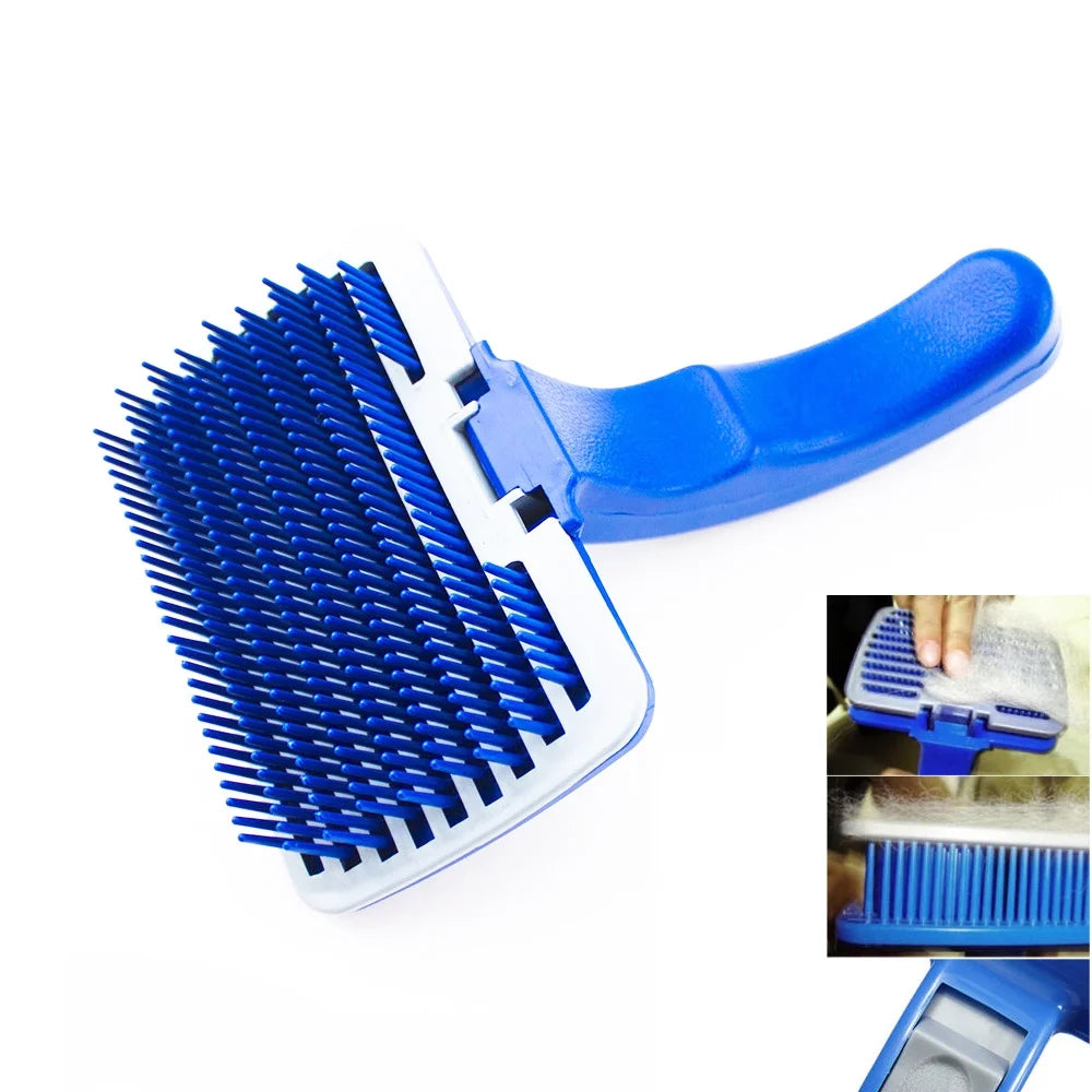 Self-Cleaning Slicker Brush for Dogs and Cats - Grooming Shedding Comb and Rake